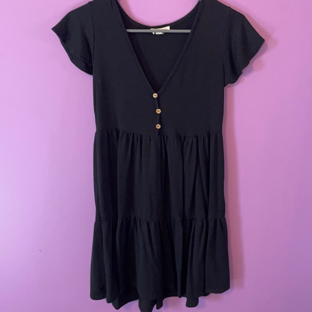 Black and short cute buttoned up dress